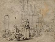 Gerard ter Borch the Younger Market in Haarlem oil on canvas